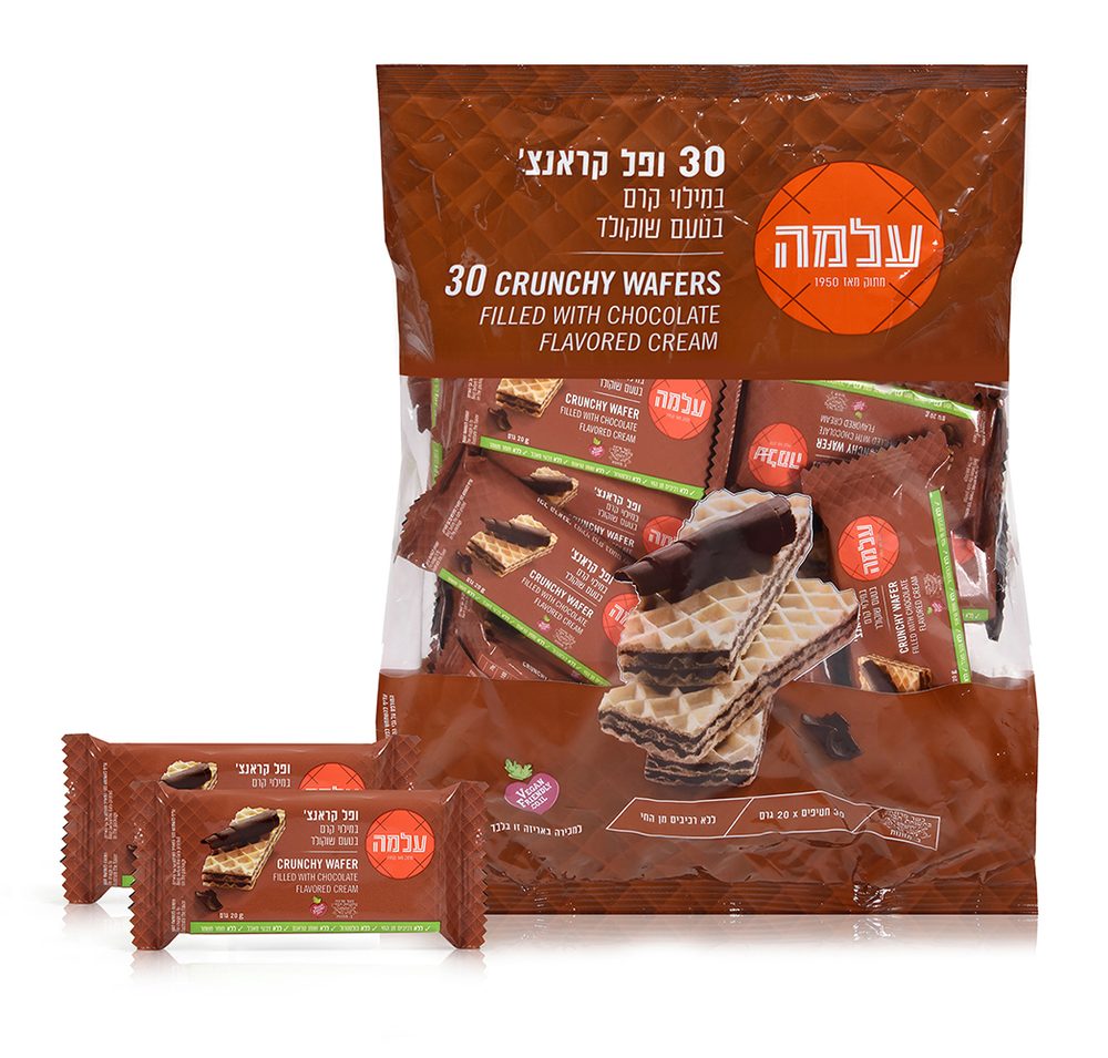 עלמה וופל קראנץ במילוי קרם שוקולד 30 יחידות 600 גרם