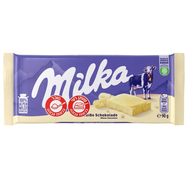 מילקה שוקולד חלב עם שוקולד לבן 90 גרם
