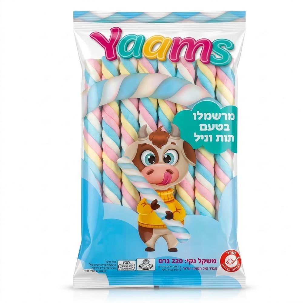 מרשמלו ארוך כחול בטעם תות וניל 18 יחידות 270 גרם