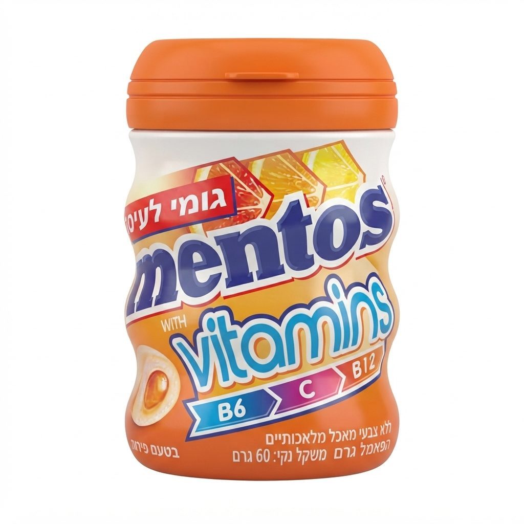 מסטיק מנטוס בטעם הדרים ללא סוכר 60 גרם