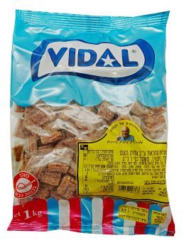 גומי וידאל ריבועים מצופים סוכר בטעם קולה 1 ק"ג