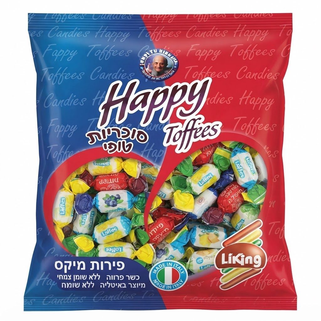 וקסמן סוכריות טופי בטעם פירות 750 גרם