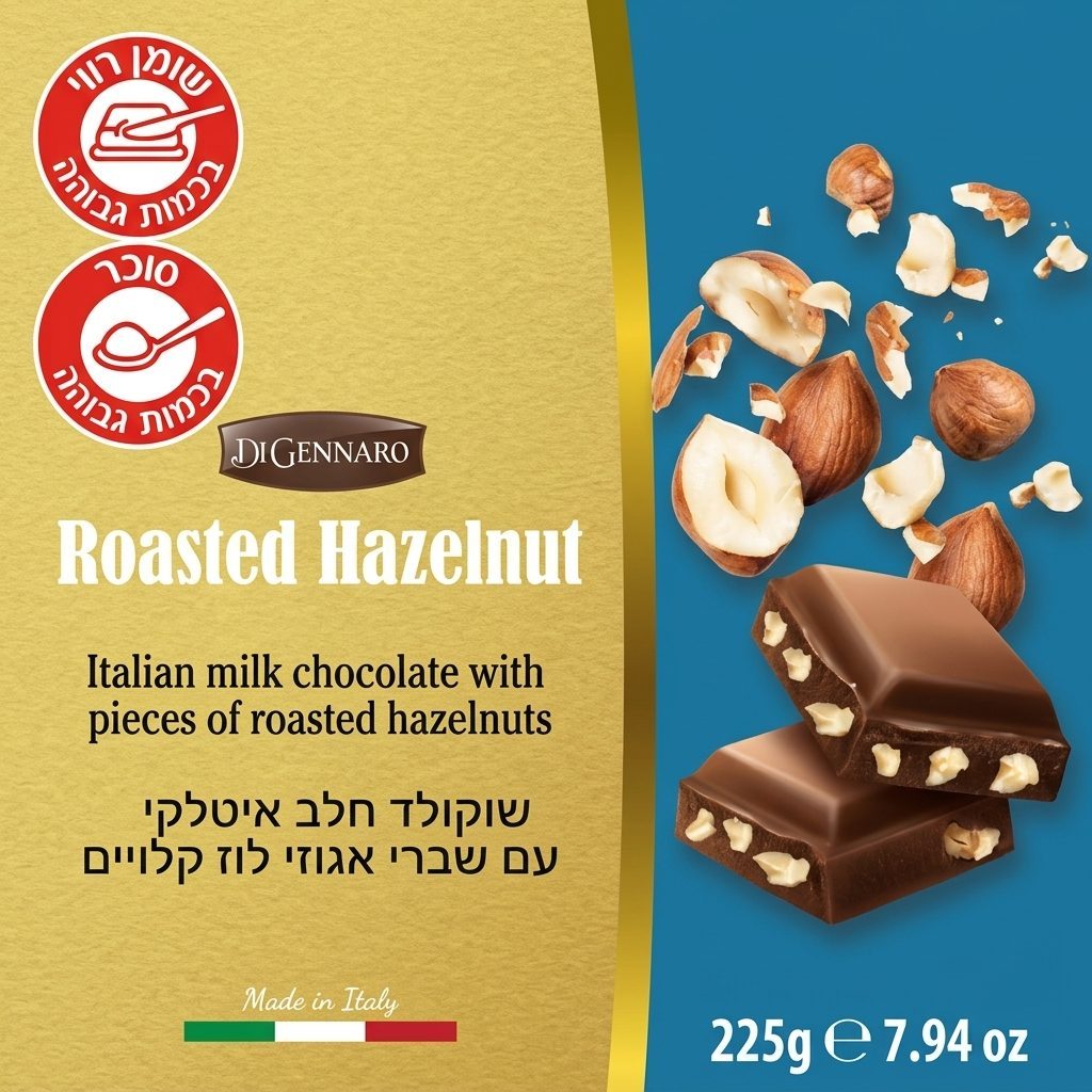 שוקולד חלב איטלקי עם שברי אגוזים קלויים 225 גרם